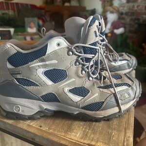 Men's Gray and Blue Hiking Sneakers